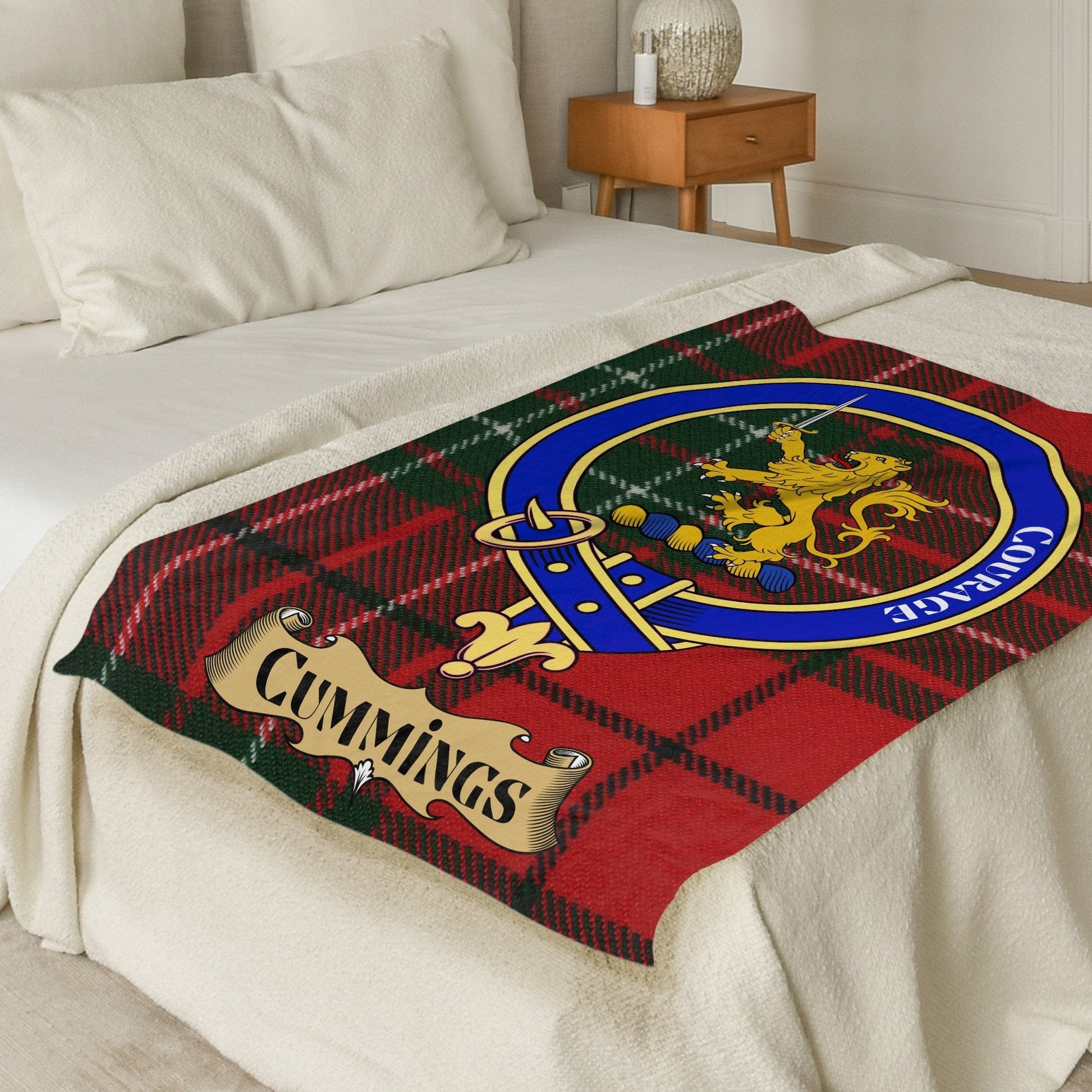 Scottish Clan Cummings Crest Tartan Blanket