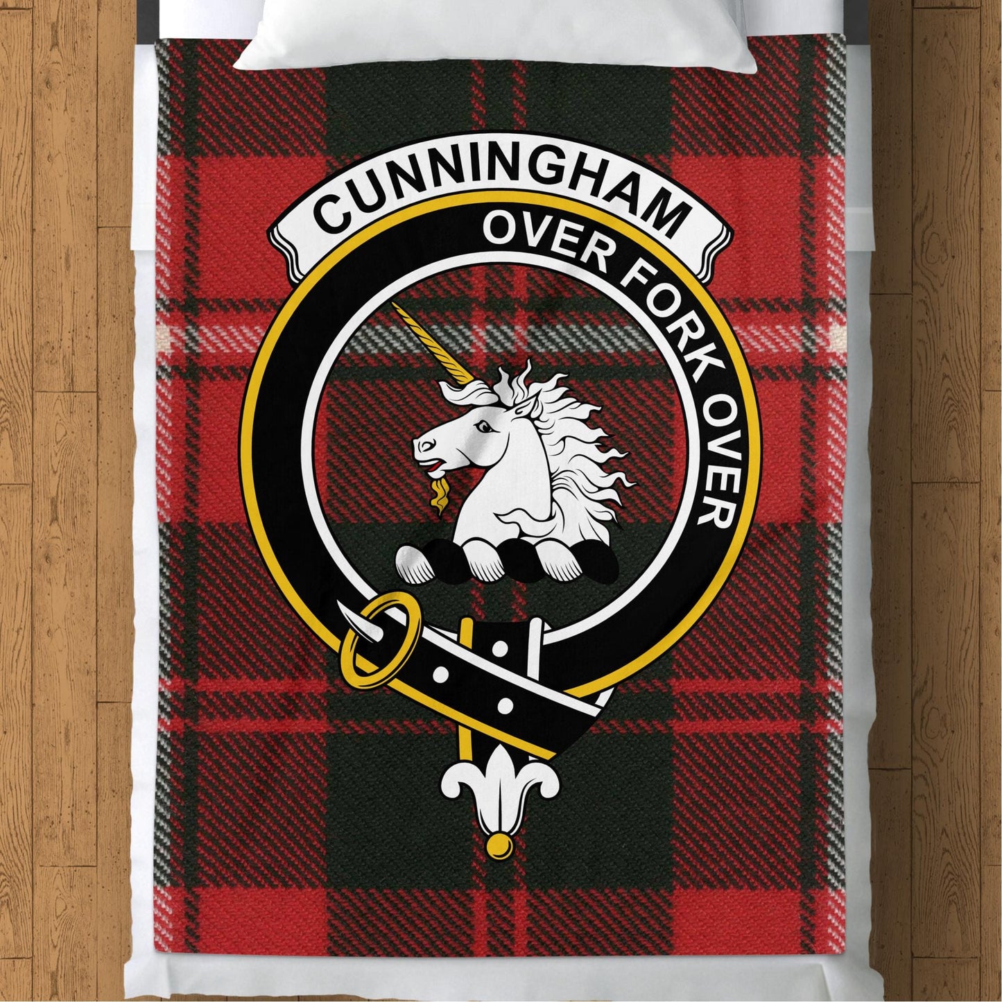 Scottish Clan Cunningham Crest Tartan Blanket