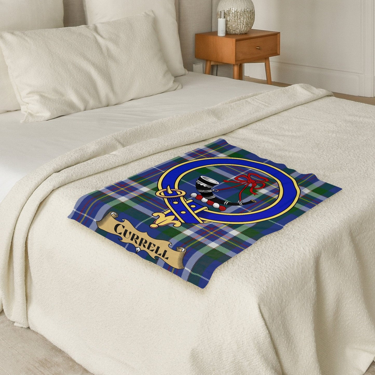 Scottish Clan Currell Crest Tartan Blanket