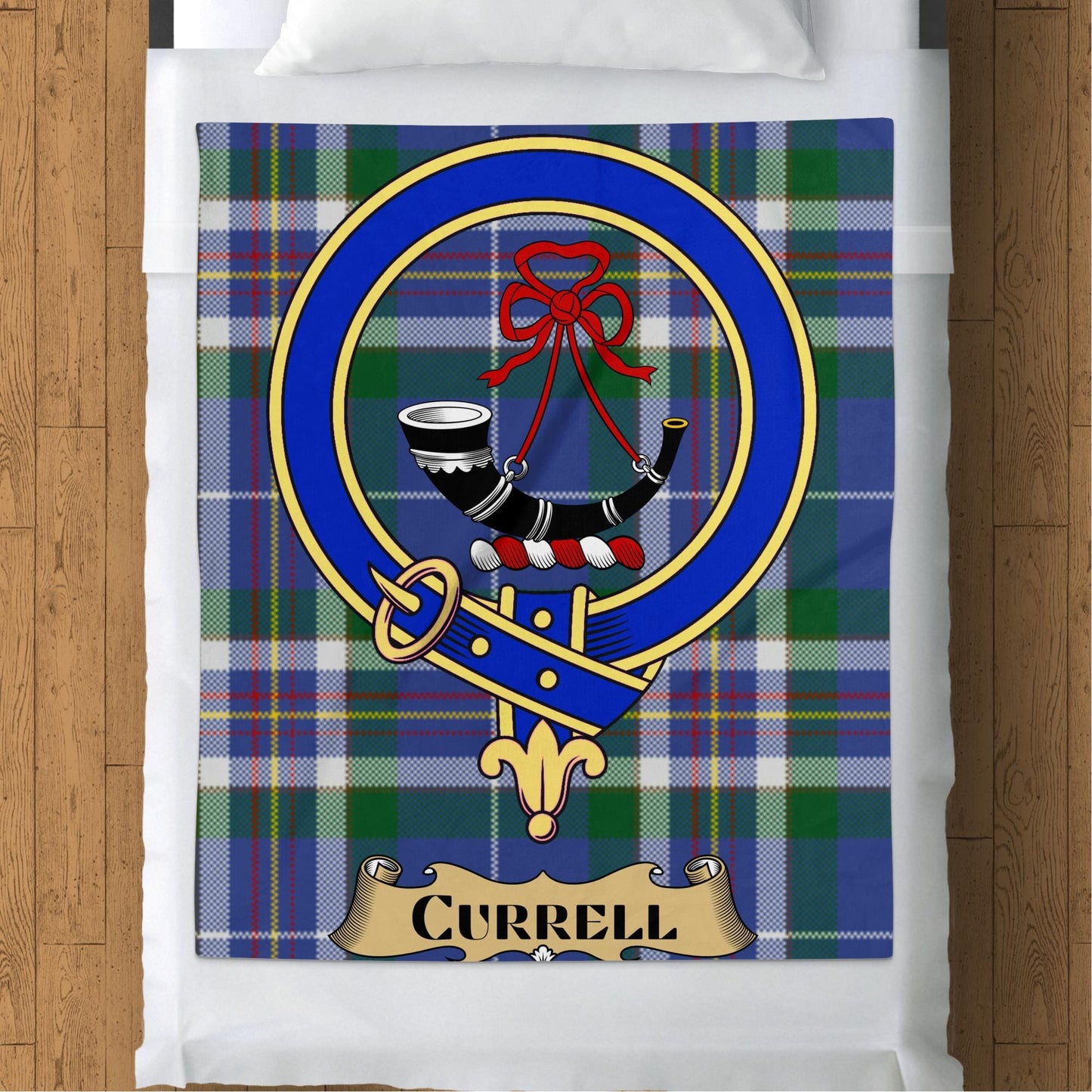 Scottish Clan Currell Crest Tartan Blanket