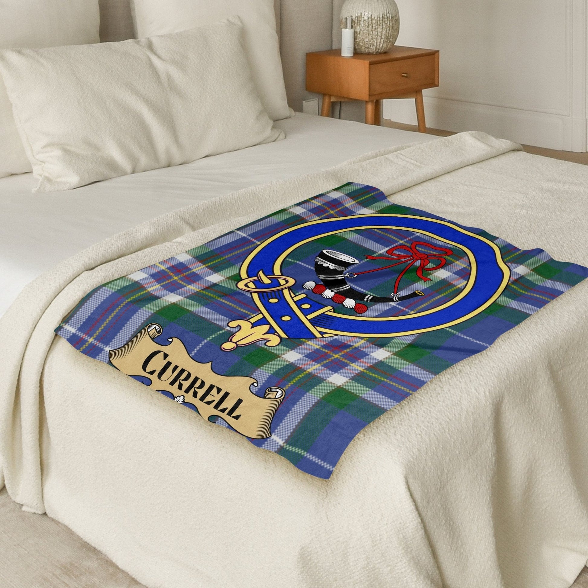 Scottish Clan Currell Crest Tartan Blanket