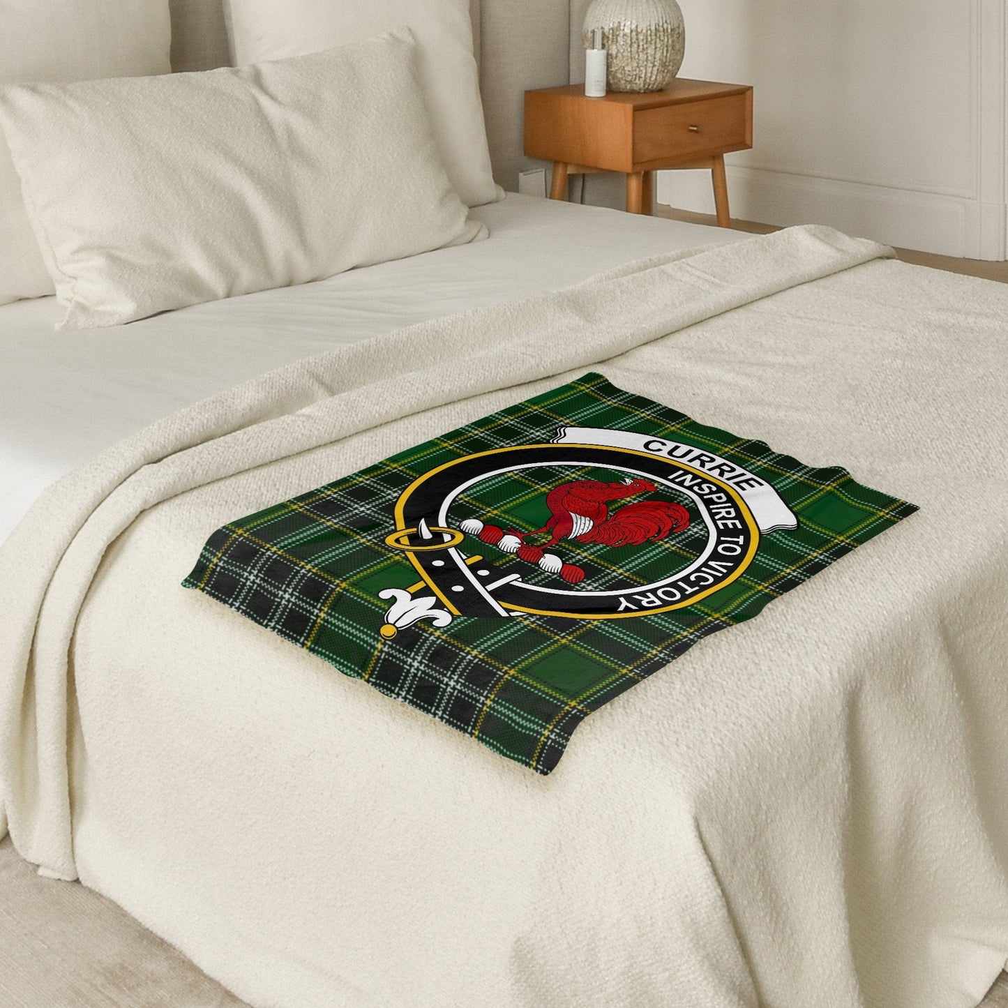 Scottish Clan Currie Crest Tartan Blanket