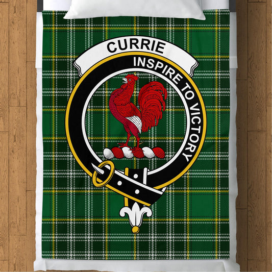 Scottish Clan Currie Crest Tartan Blanket