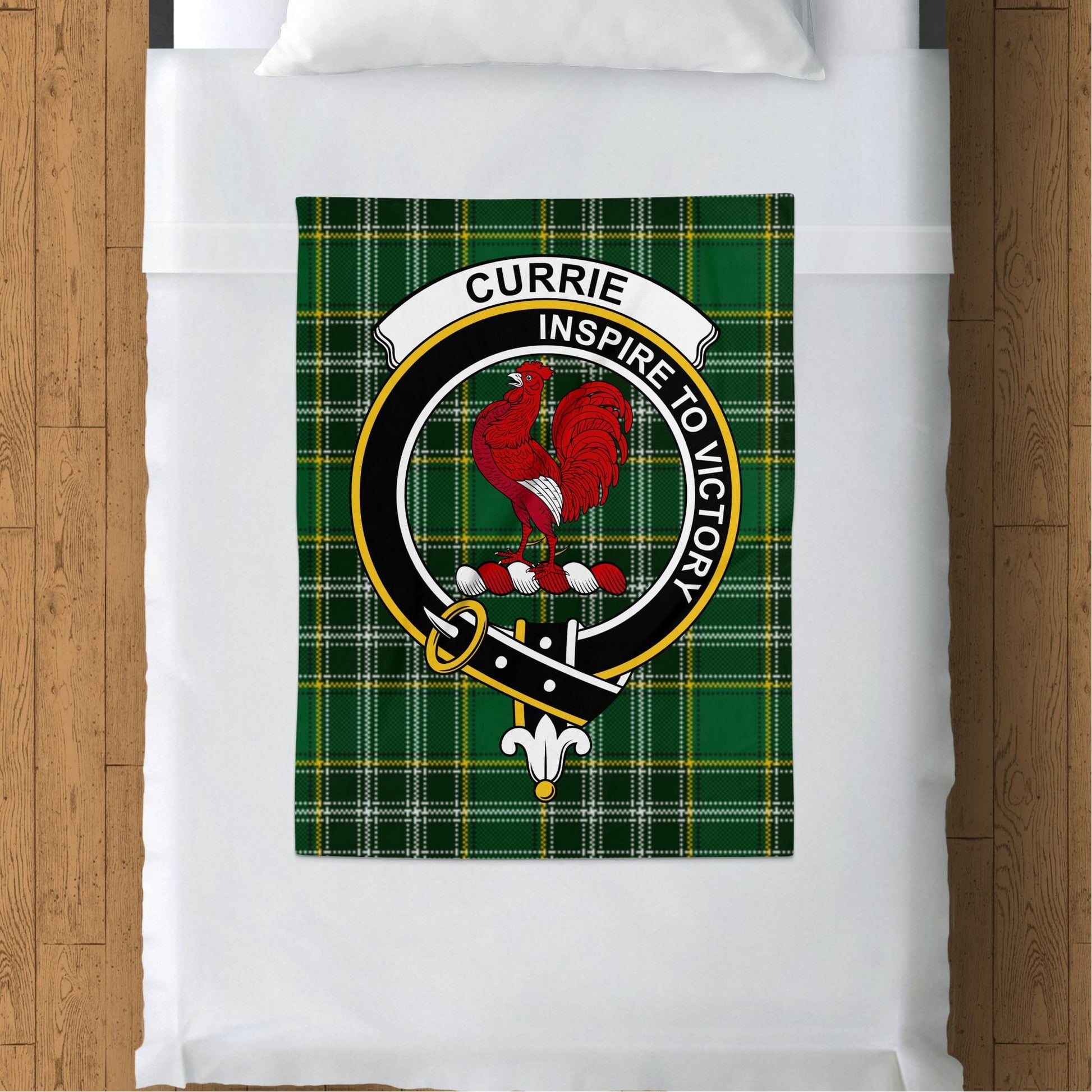 Scottish Clan Currie Crest Tartan Blanket