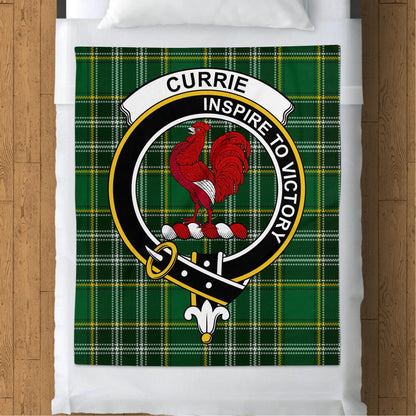 Scottish Clan Currie Crest Tartan Blanket