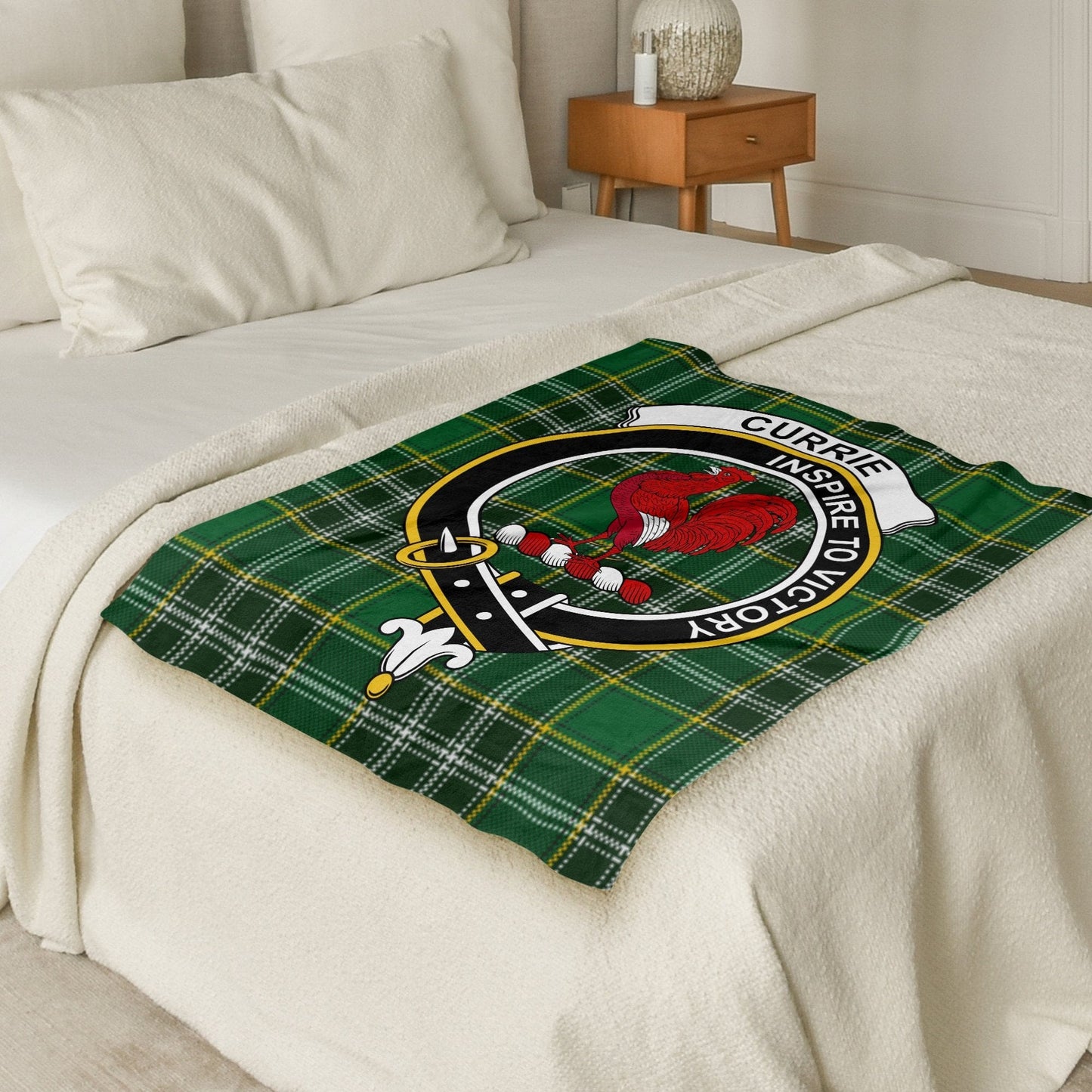 Scottish Clan Currie Crest Tartan Blanket