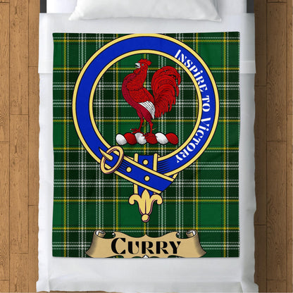 Scottish Clan Curry Crest Tartan Blanket