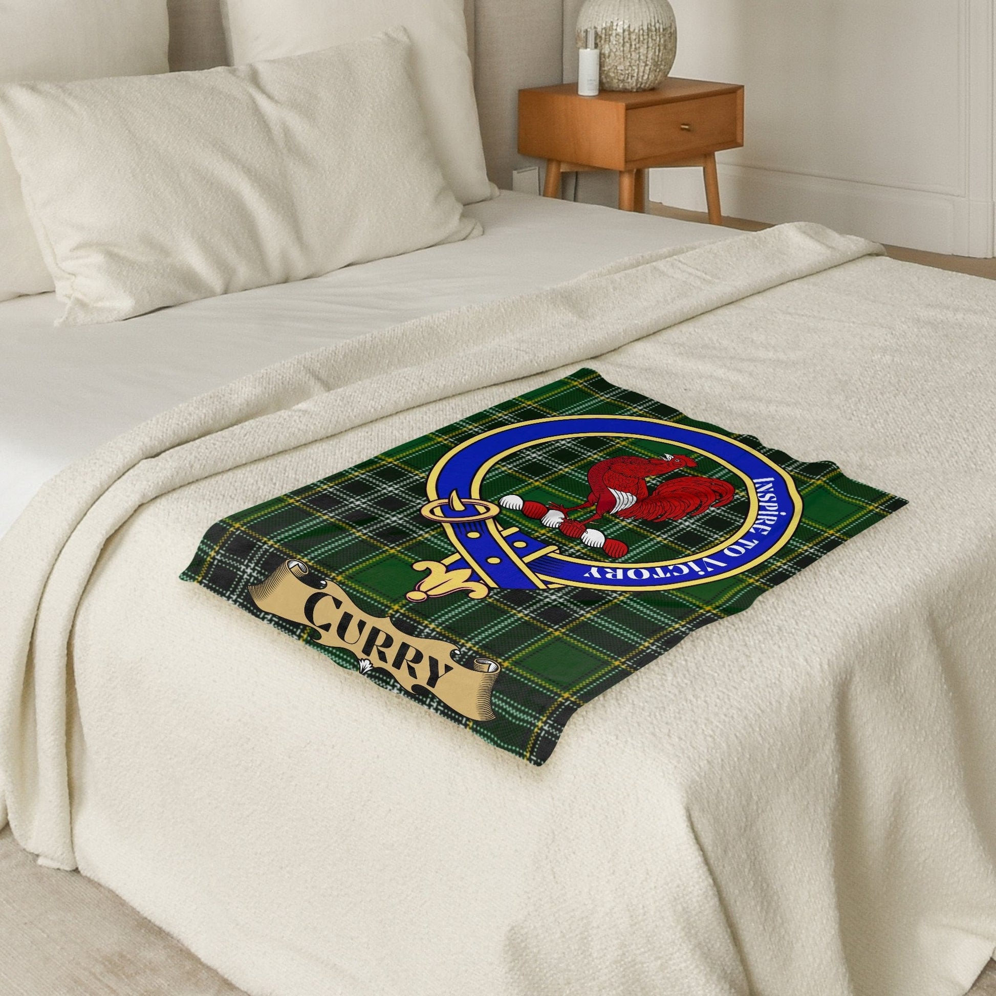 Scottish Clan Curry Crest Tartan Blanket