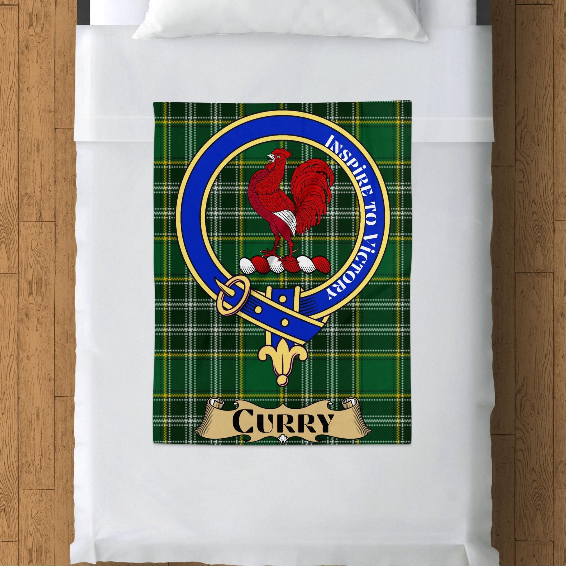 Scottish Clan Curry Crest Tartan Blanket