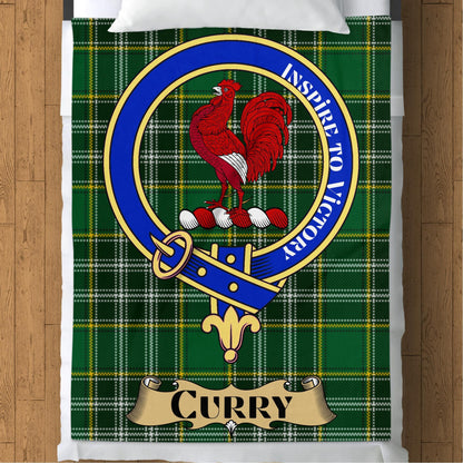 Scottish Clan Curry Crest Tartan Blanket