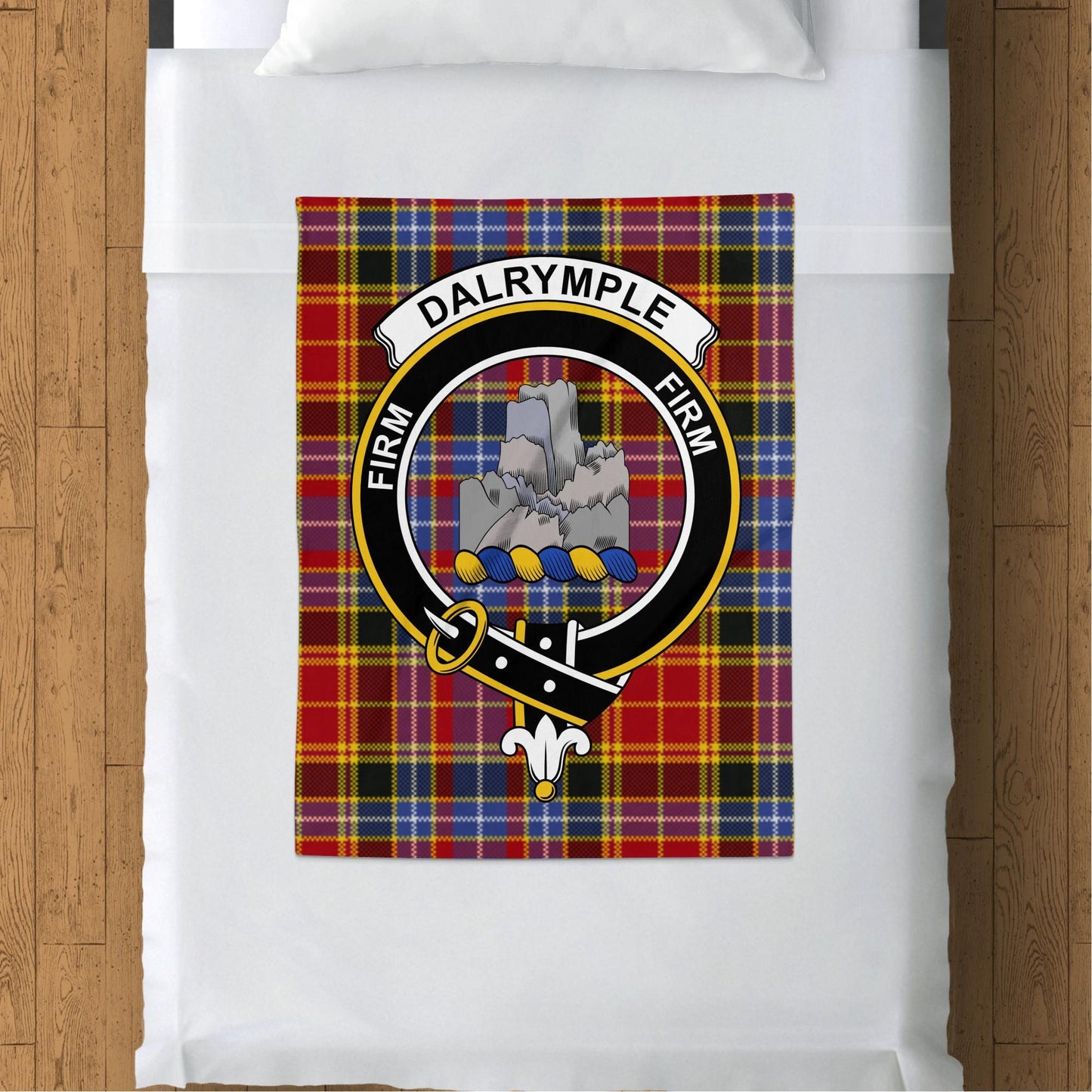 Scottish Clan Dalrymple Crest Tartan Blanket