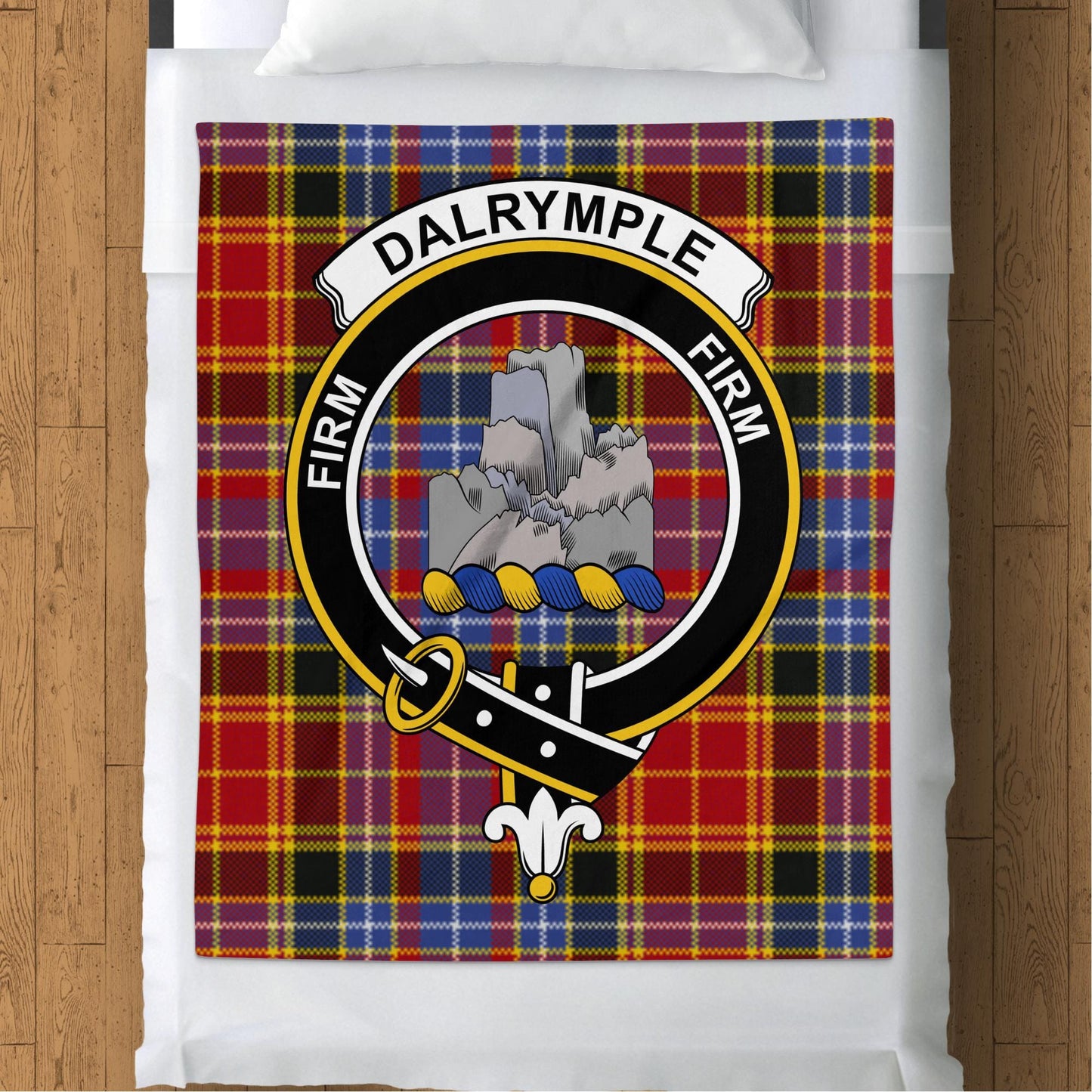 Scottish Clan Dalrymple Crest Tartan Blanket