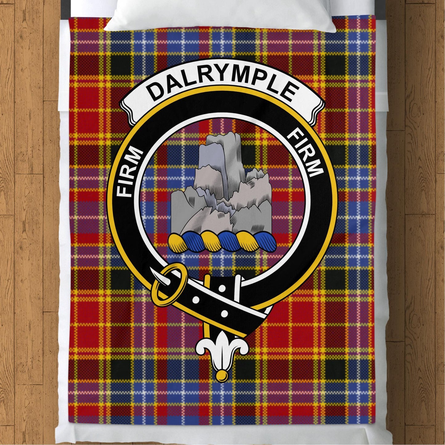 Scottish Clan Dalrymple Crest Tartan Blanket