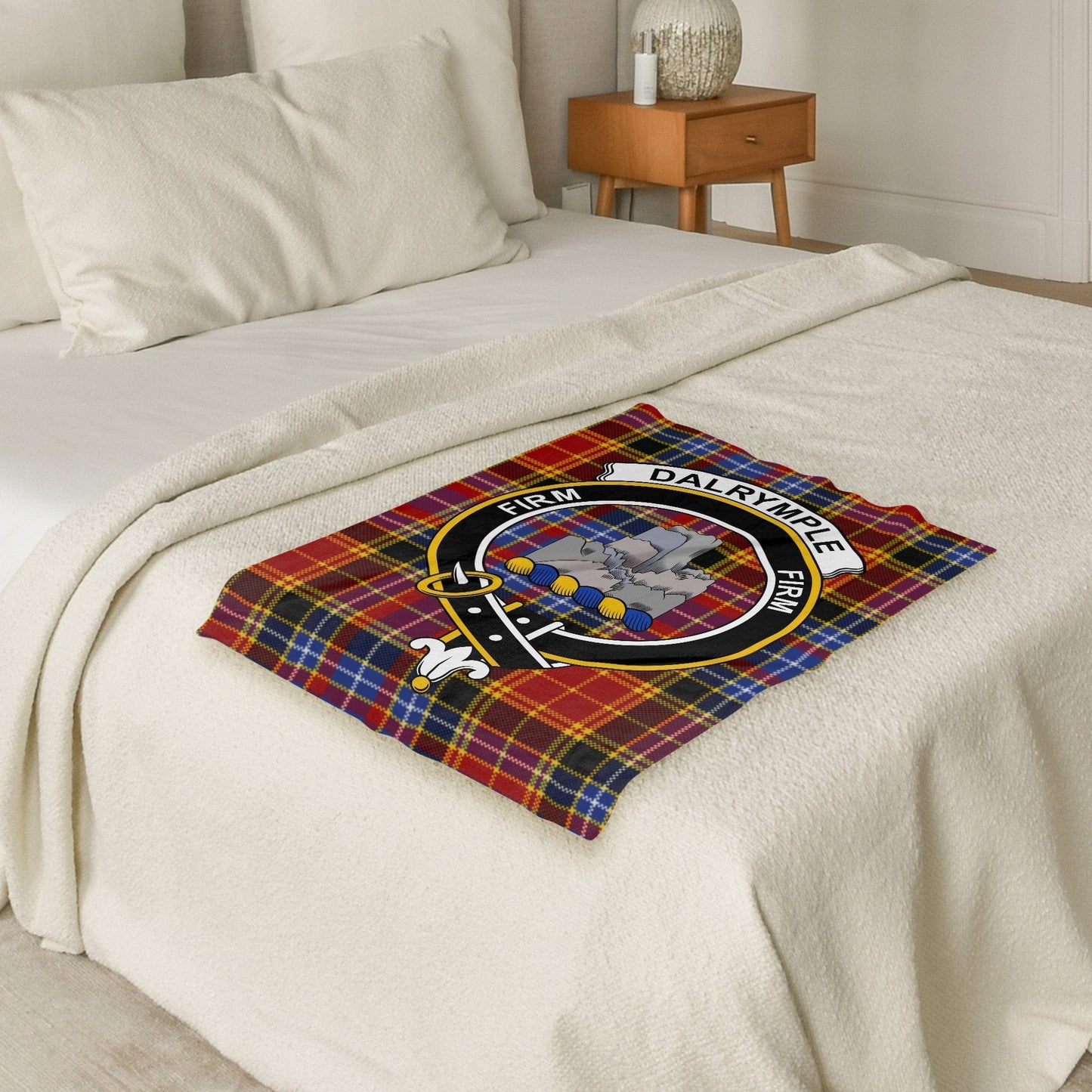 Scottish Clan Dalrymple Crest Tartan Blanket