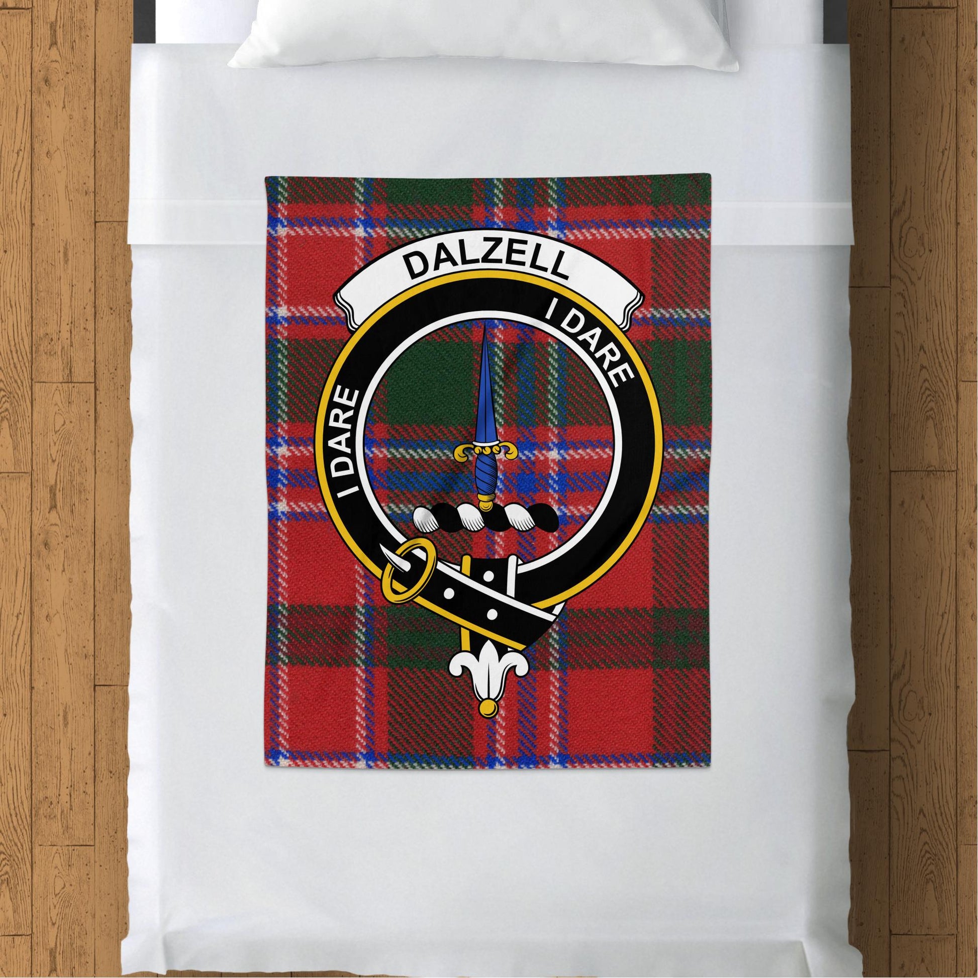 Scottish Clan Dalzell Crest Tartan Blanket