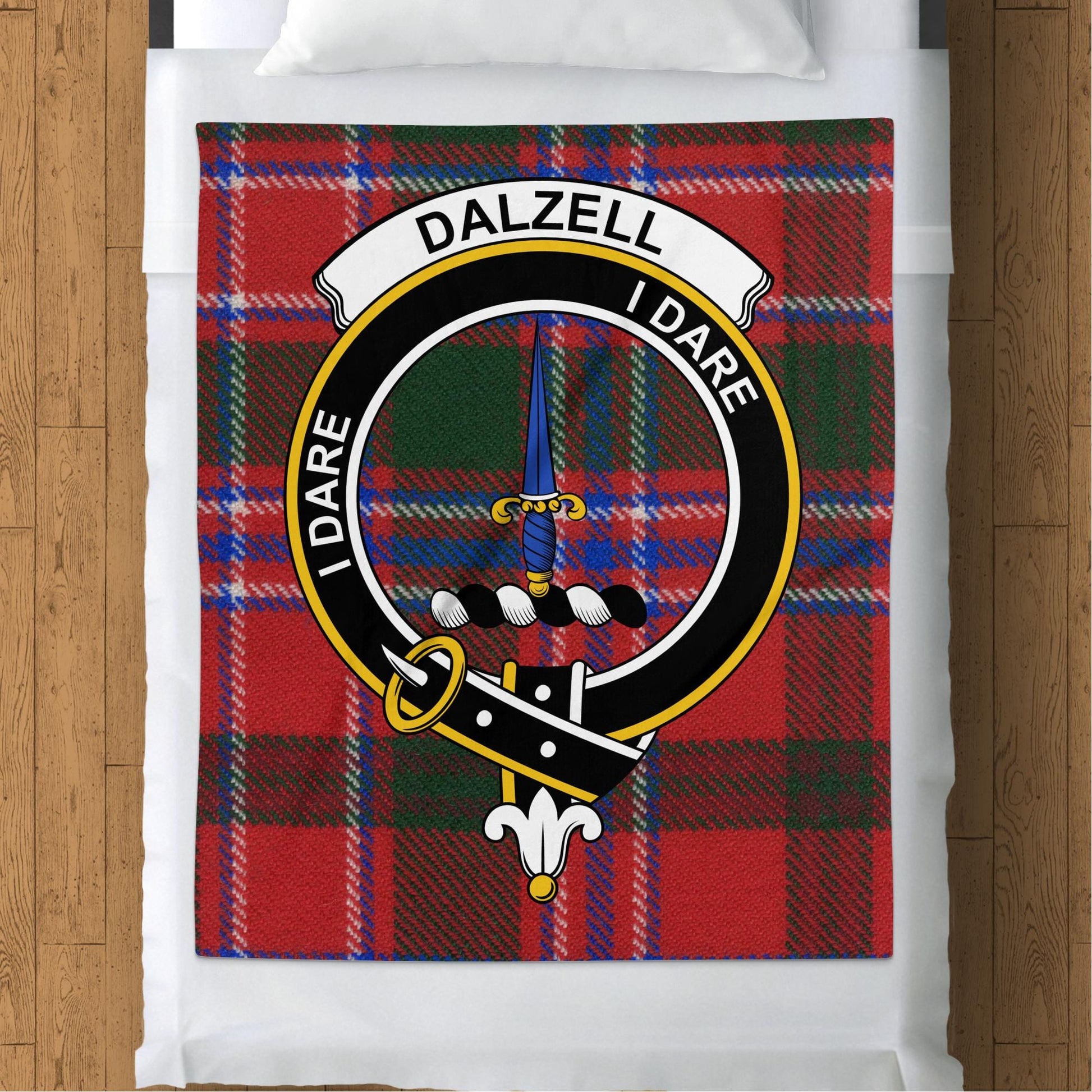 Scottish Clan Dalzell Crest Tartan Blanket