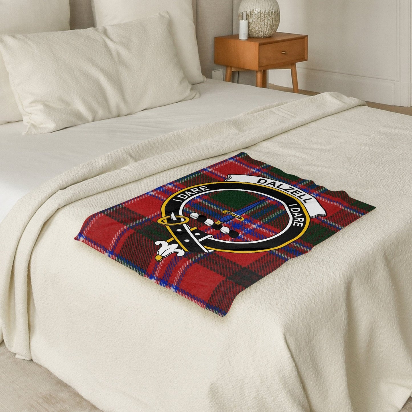 Scottish Clan Dalzell Crest Tartan Blanket