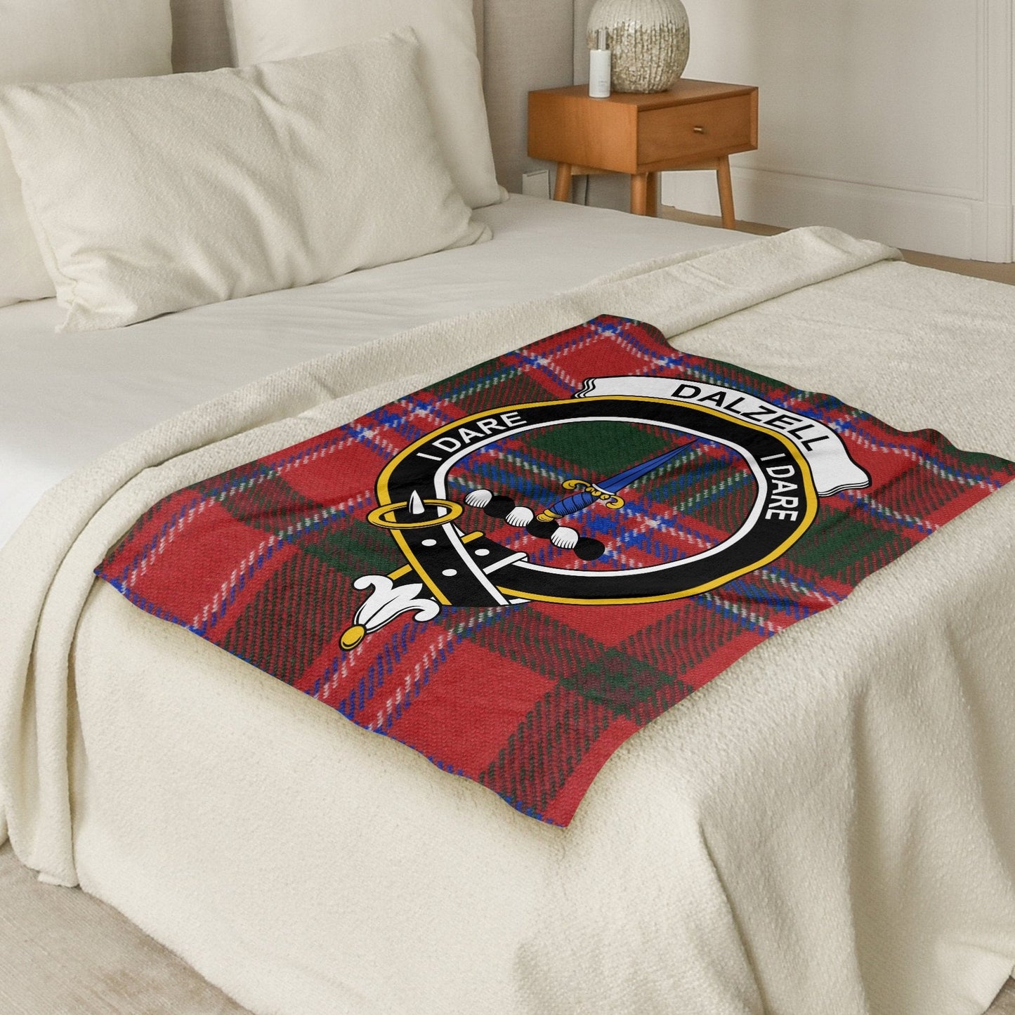 Scottish Clan Dalzell Crest Tartan Blanket