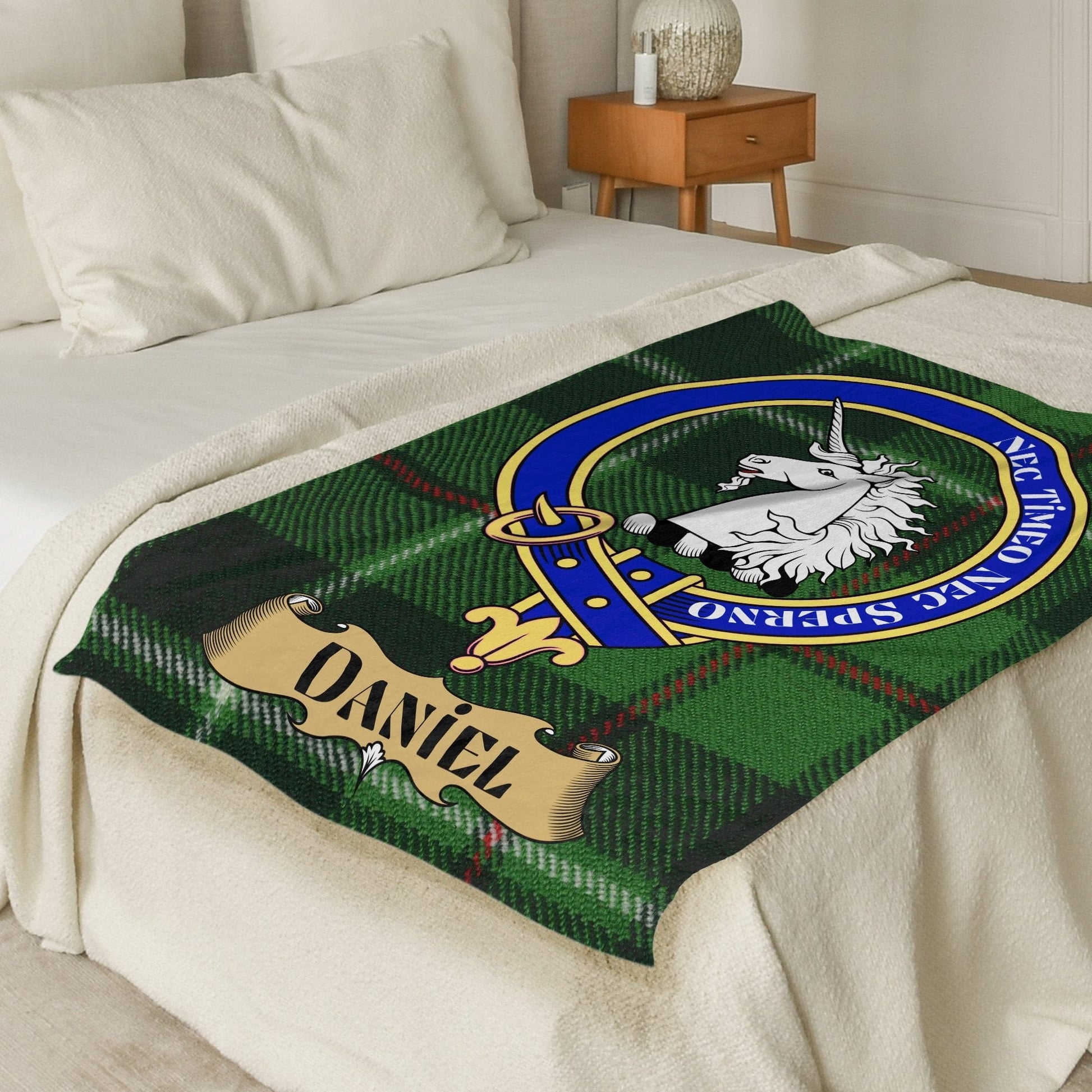 Scottish Clan Daniel Crest Tartan Blanket