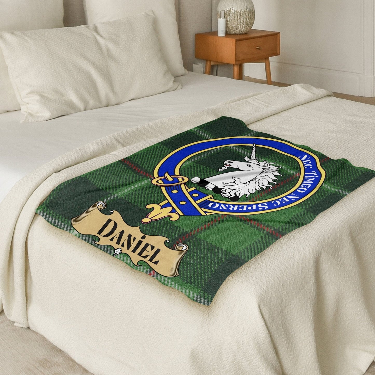 Scottish Clan Daniel Crest Tartan Blanket