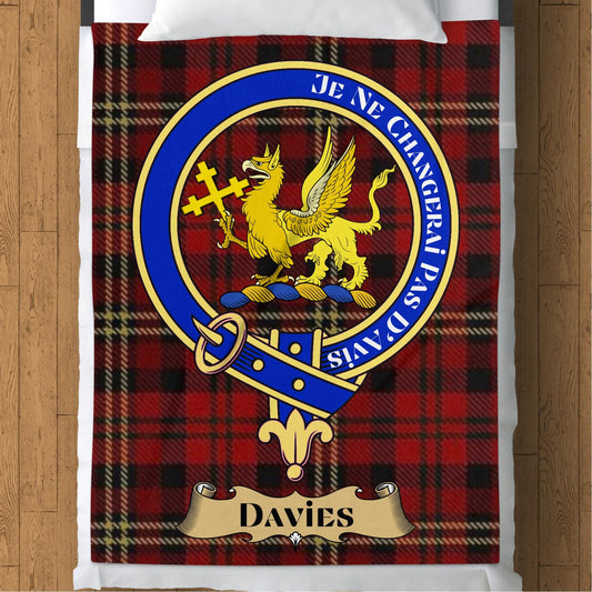 Scottish Clan Davies Crest Tartan Blanket