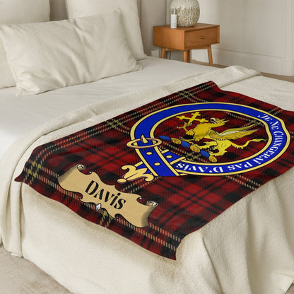 Scottish Clan Davis Crest Tartan Blanket