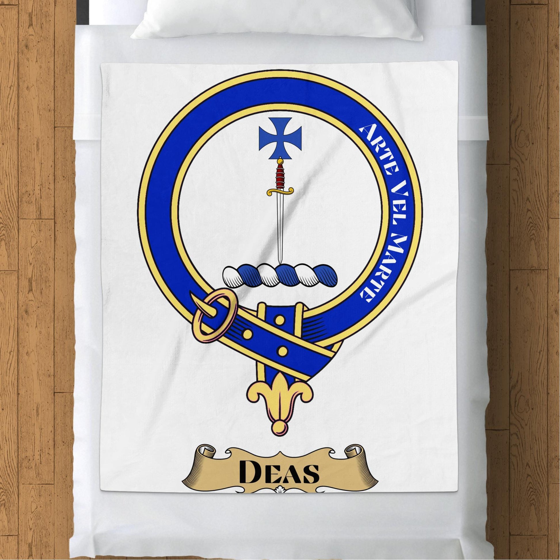 Scottish Clan Deas Crest Tartan Blanket