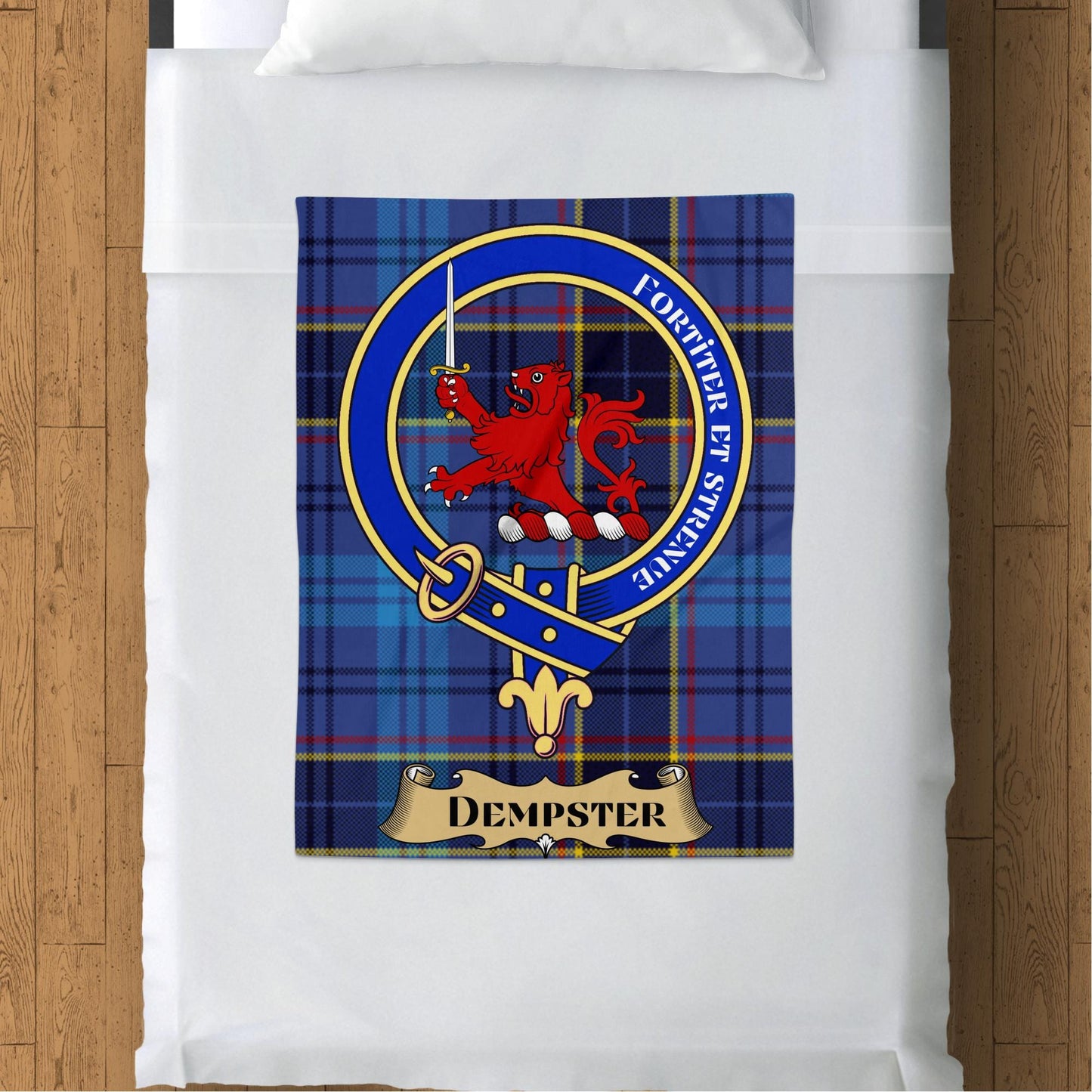 Scottish Clan Dempster Crest Tartan Blanket