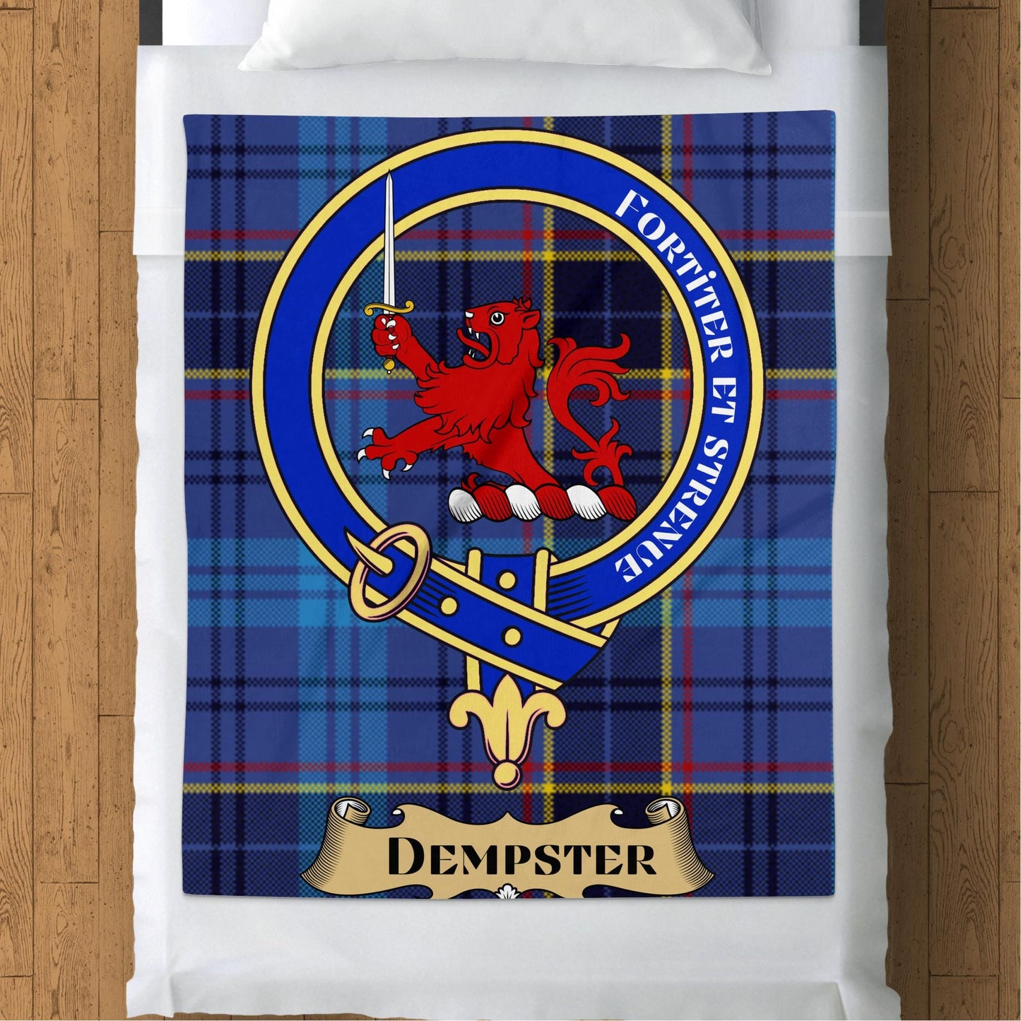 Scottish Clan Dempster Crest Tartan Blanket