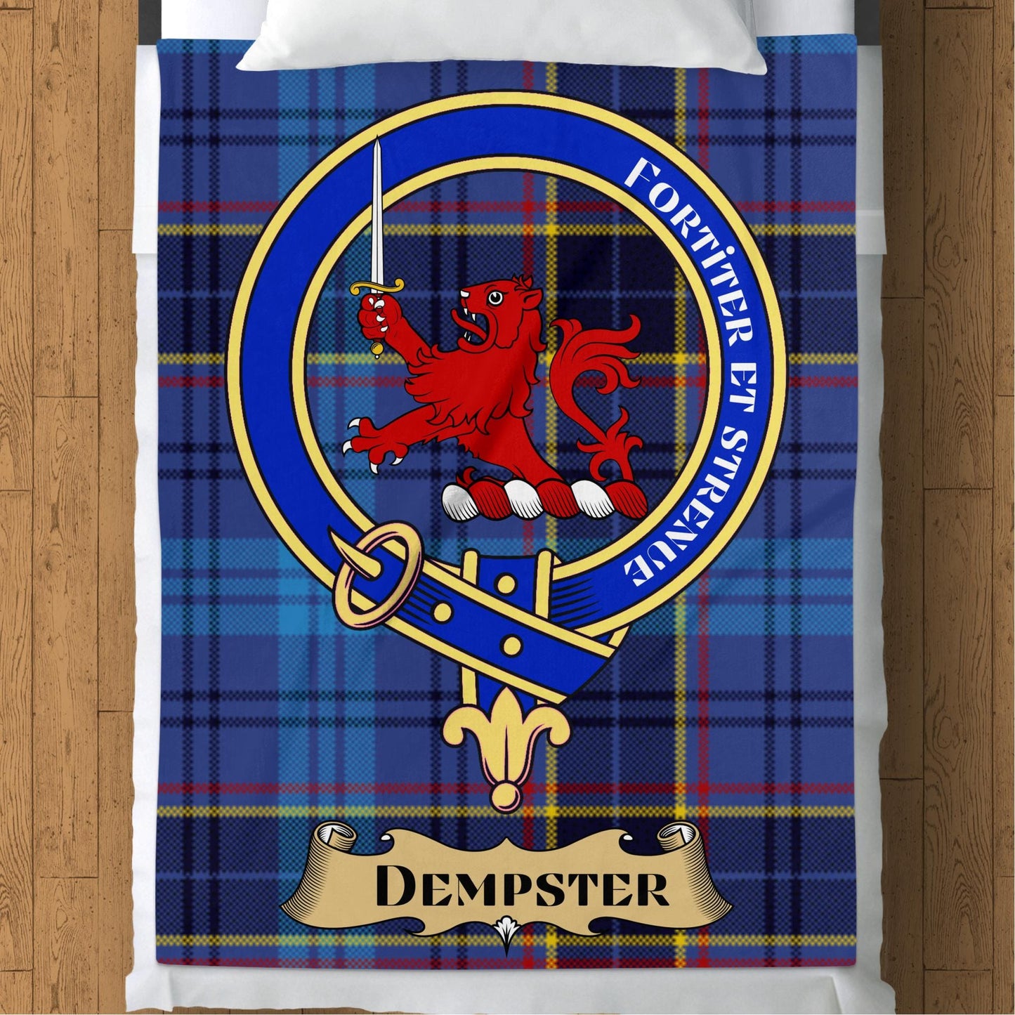 Scottish Clan Dempster Crest Tartan Blanket