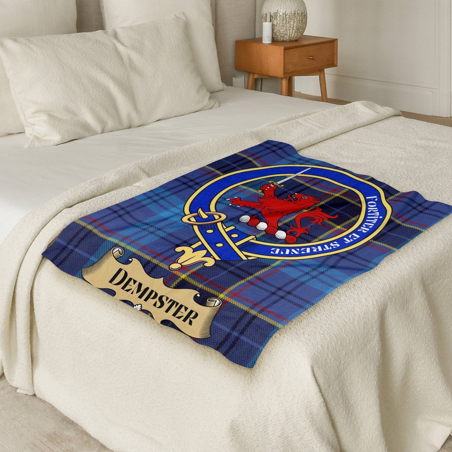 Scottish Clan Dempster Crest Tartan Blanket