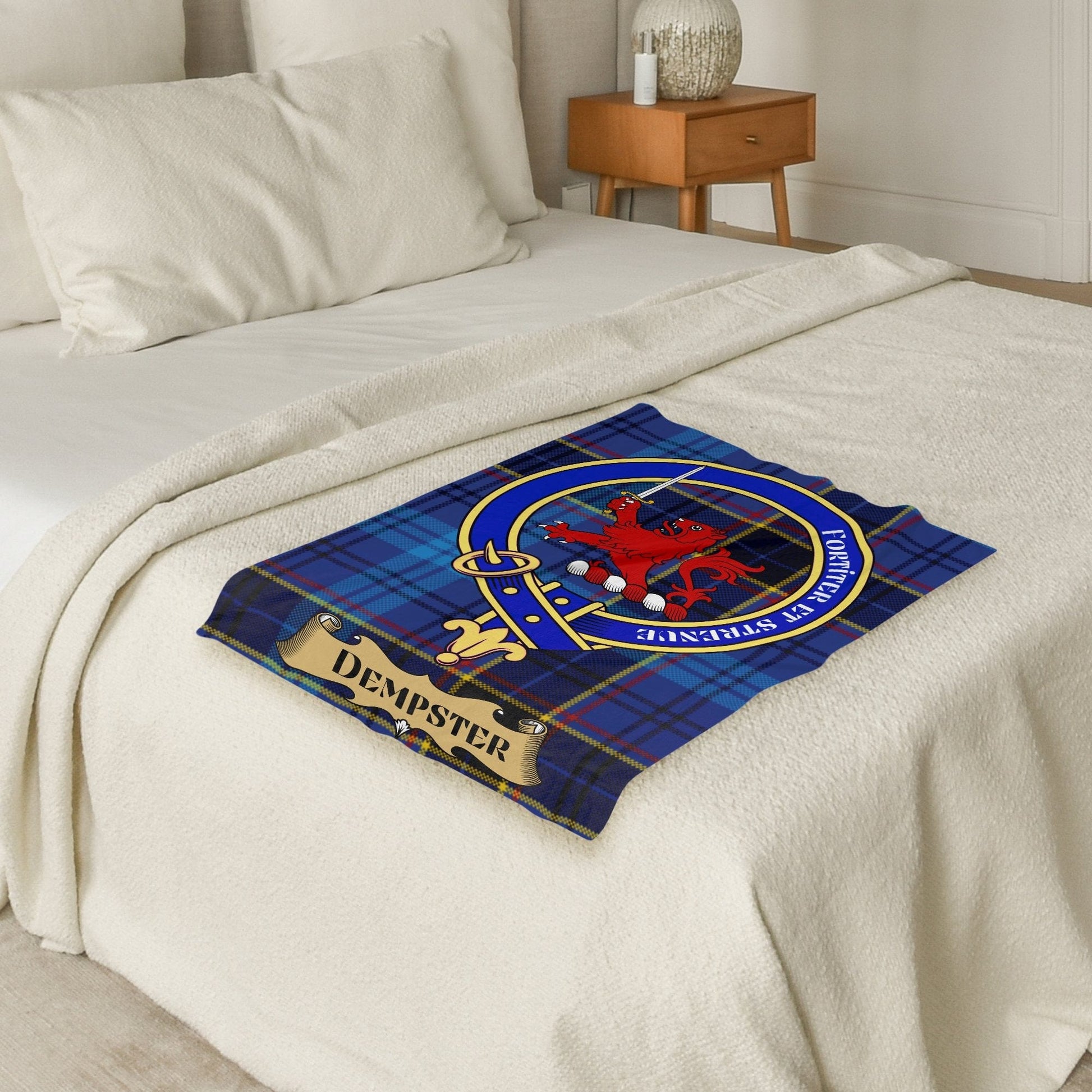 Scottish Clan Dempster Crest Tartan Blanket