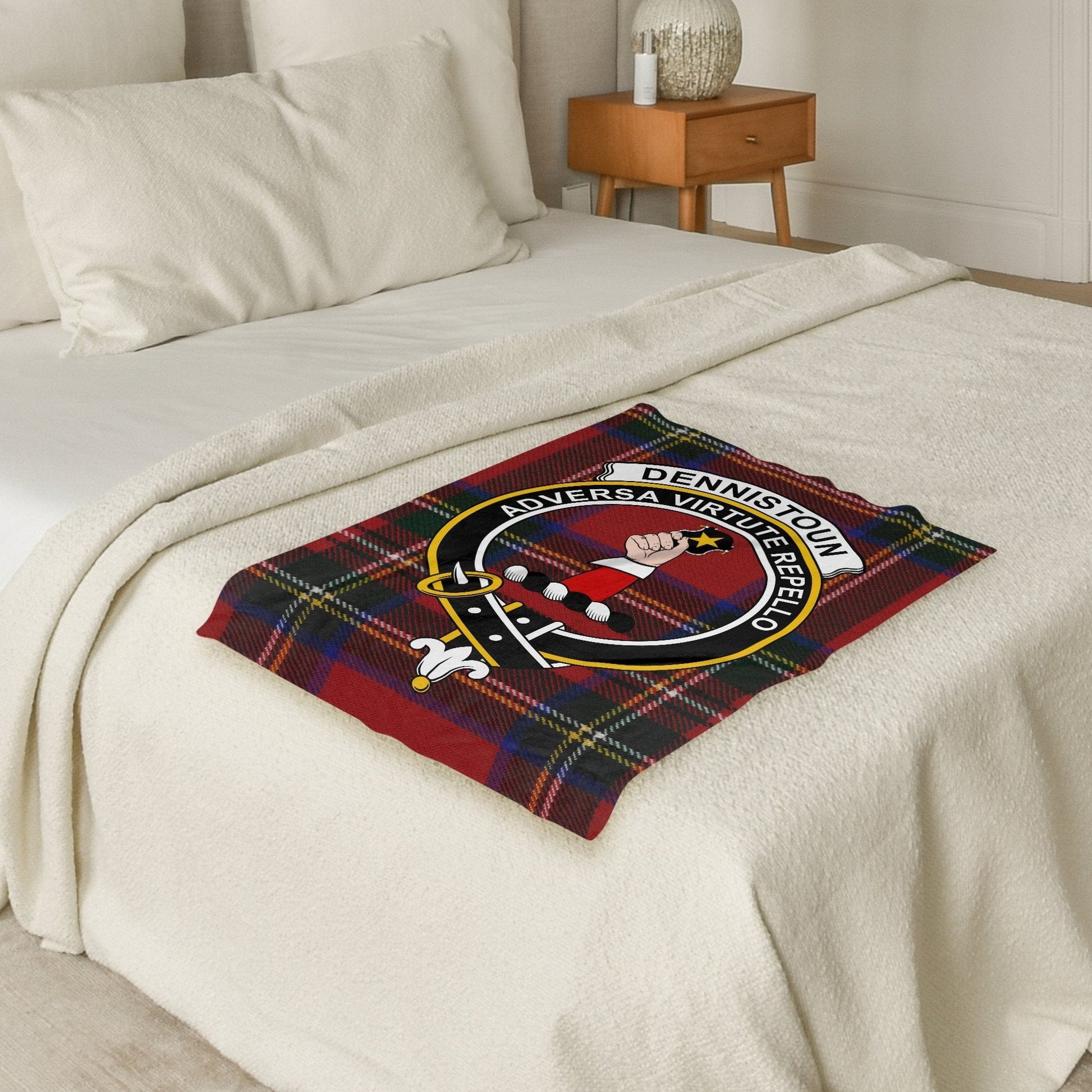 Scottish Clan Dennistoun Crest Tartan Blanket