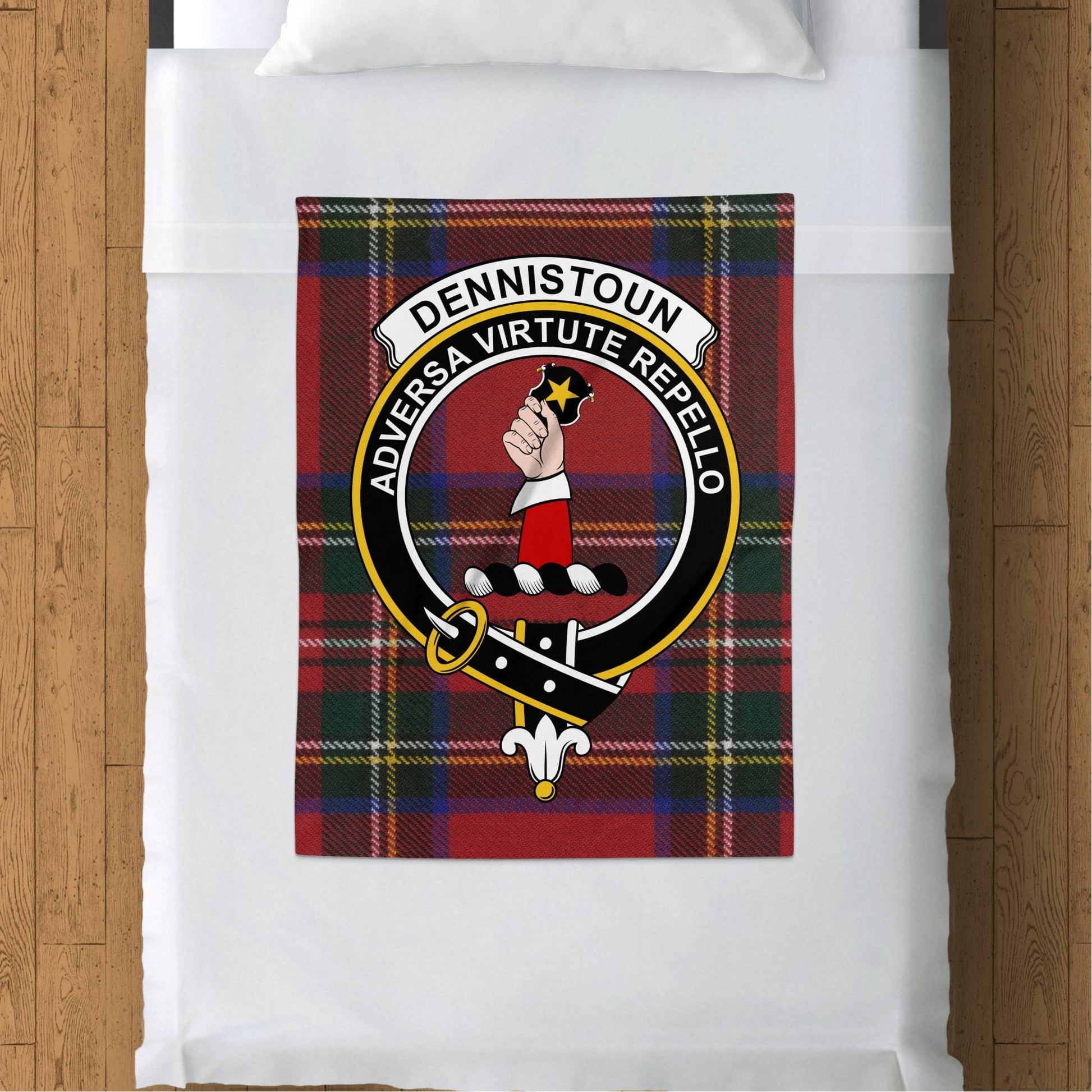 Scottish Clan Dennistoun Crest Tartan Blanket