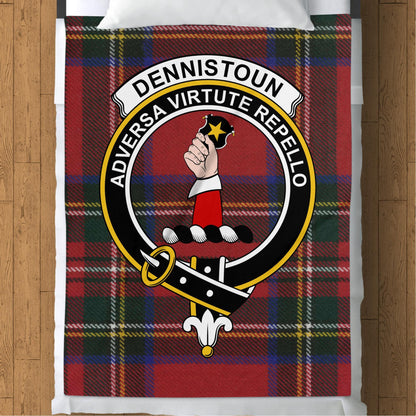 Scottish Clan Dennistoun Crest Tartan Blanket