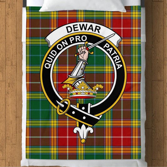 Scottish Clan Dewar Crest Tartan Blanket