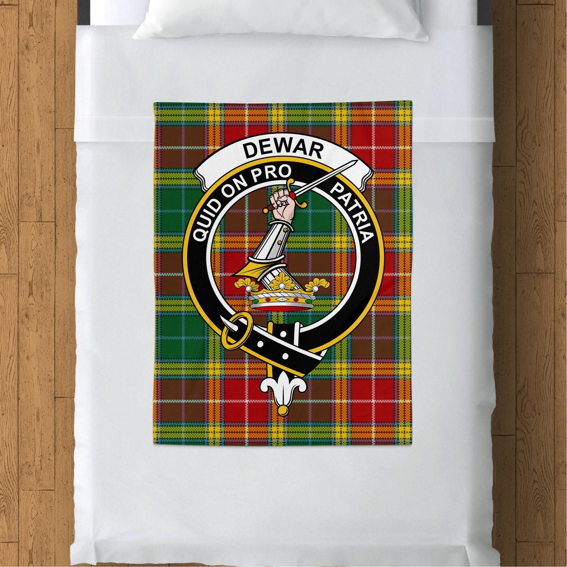 Scottish Clan Dewar Crest Tartan Blanket