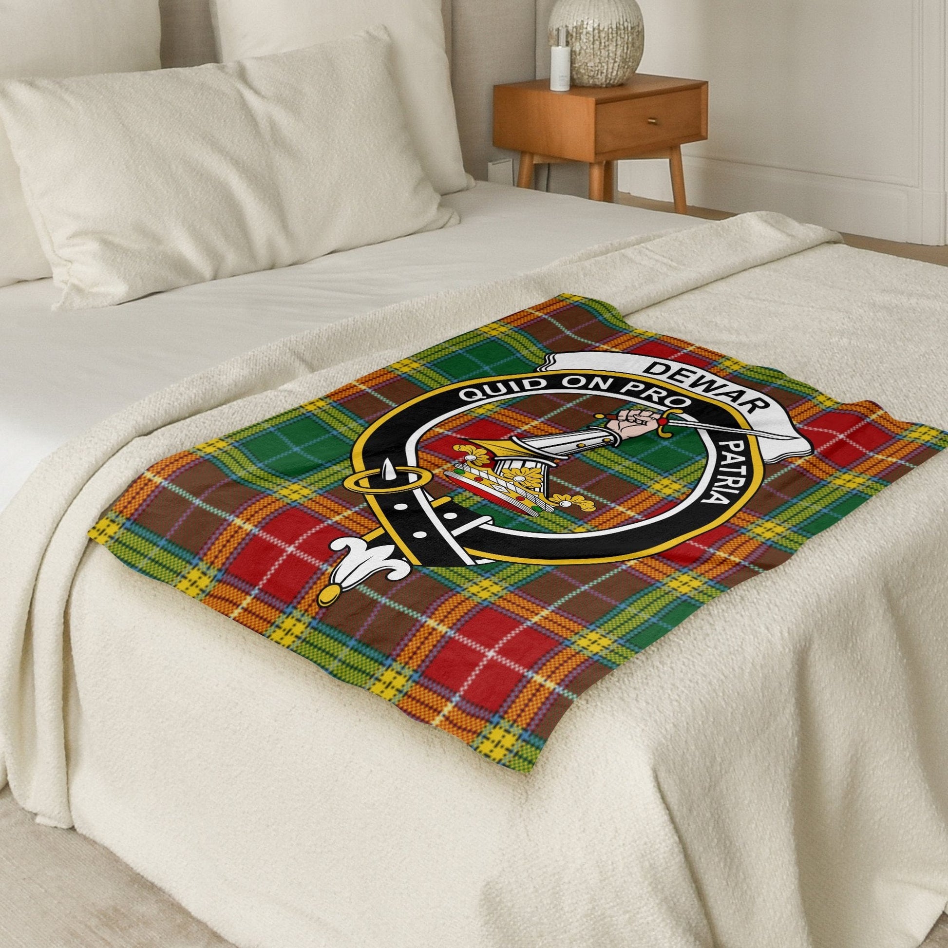 Scottish Clan Dewar Crest Tartan Blanket