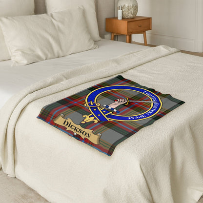 Scottish Clan Dickson Crest Tartan Blanket