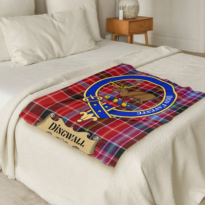 Scottish Clan Dingwall Crest Tartan Blanket