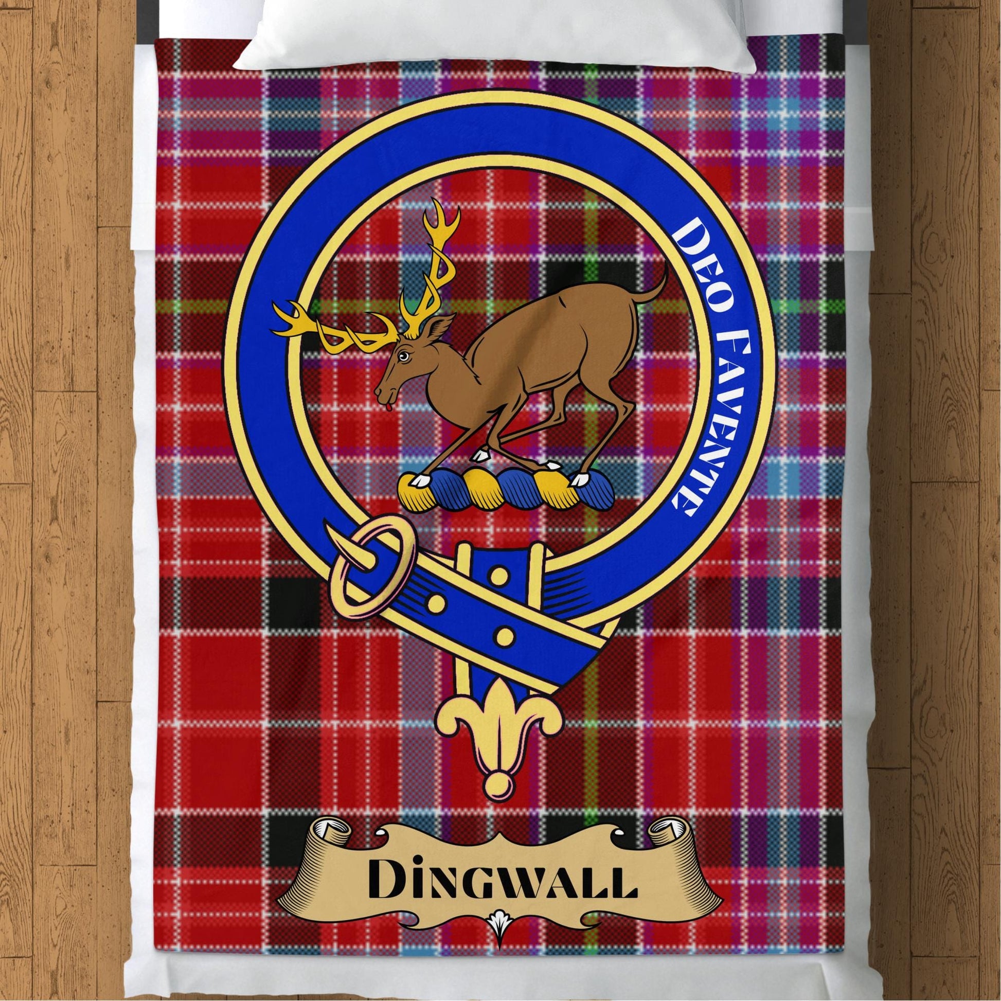 Scottish Clan Dingwall Crest Tartan Blanket