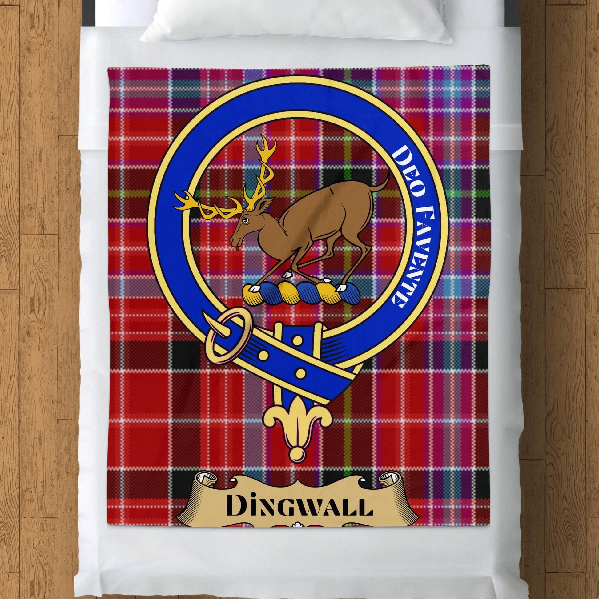 Scottish Clan Dingwall Crest Tartan Blanket