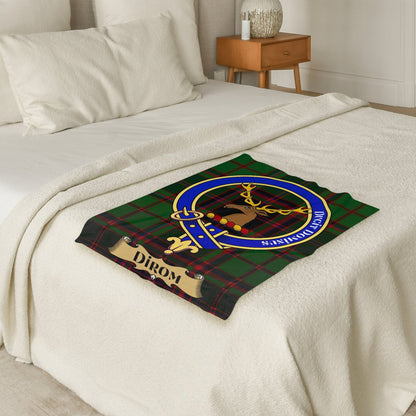 Scottish Clan Dirom Crest Tartan Blanket