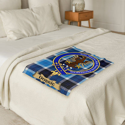 Scottish Clan Dobbie Crest Tartan Blanket