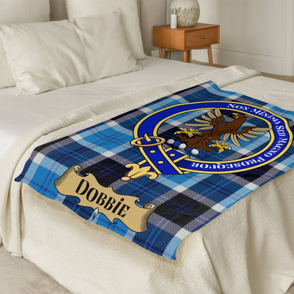 Scottish Clan Dobbie Crest Tartan Blanket