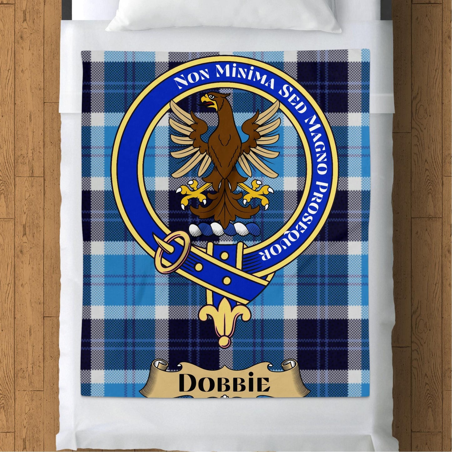 Scottish Clan Dobbie Crest Tartan Blanket