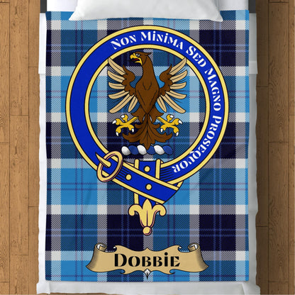 Scottish Clan Dobbie Crest Tartan Blanket