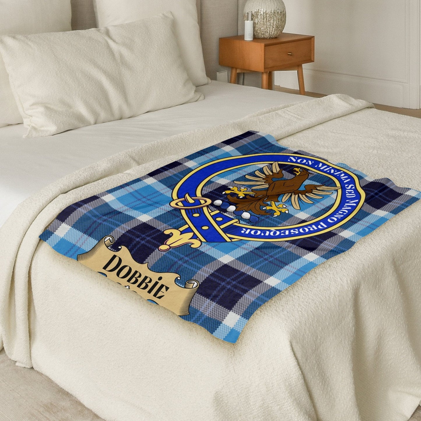 Scottish Clan Dobbie Crest Tartan Blanket