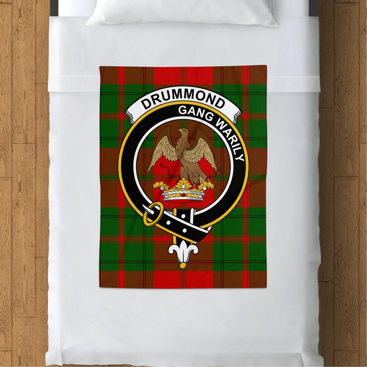 Scottish Clan Drummond Crest Tartan Blanket