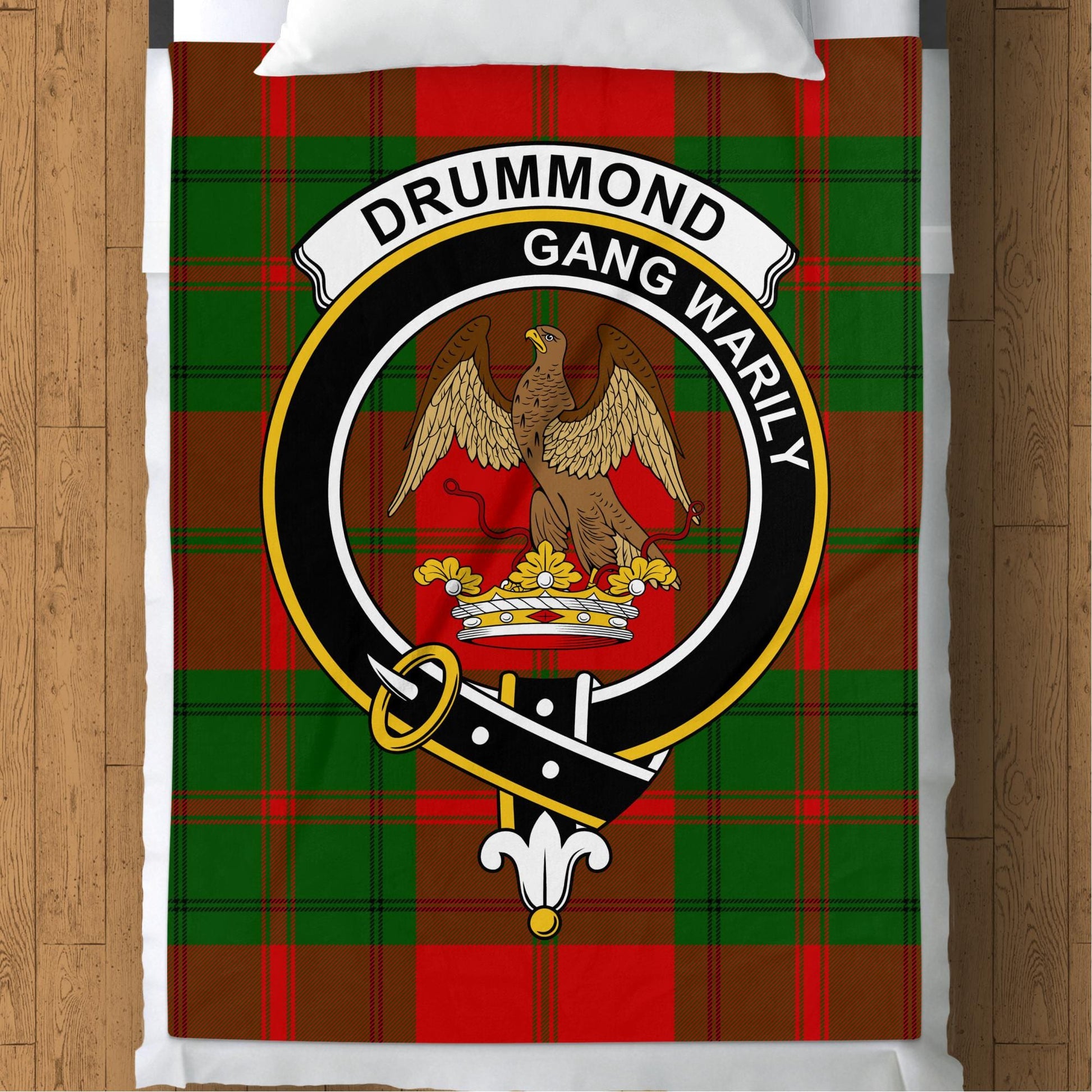 Scottish Clan Drummond Crest Tartan Blanket